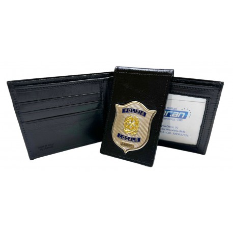 Portafoglio con porta placca estraibile